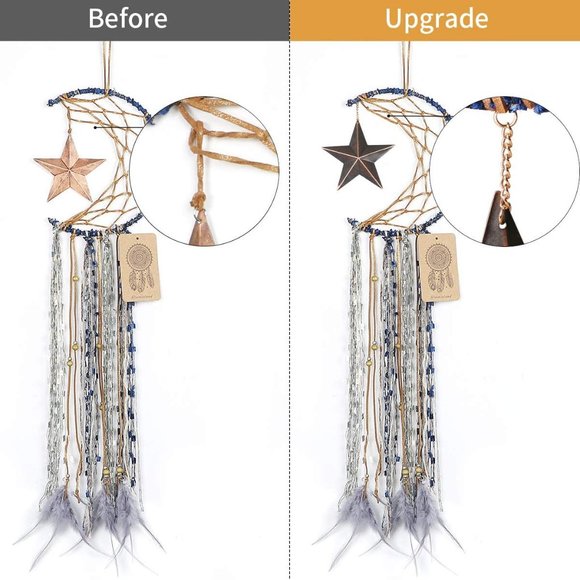 Boho Hippie Moon Star Feather Dream Catcher - Picture 4 of 16